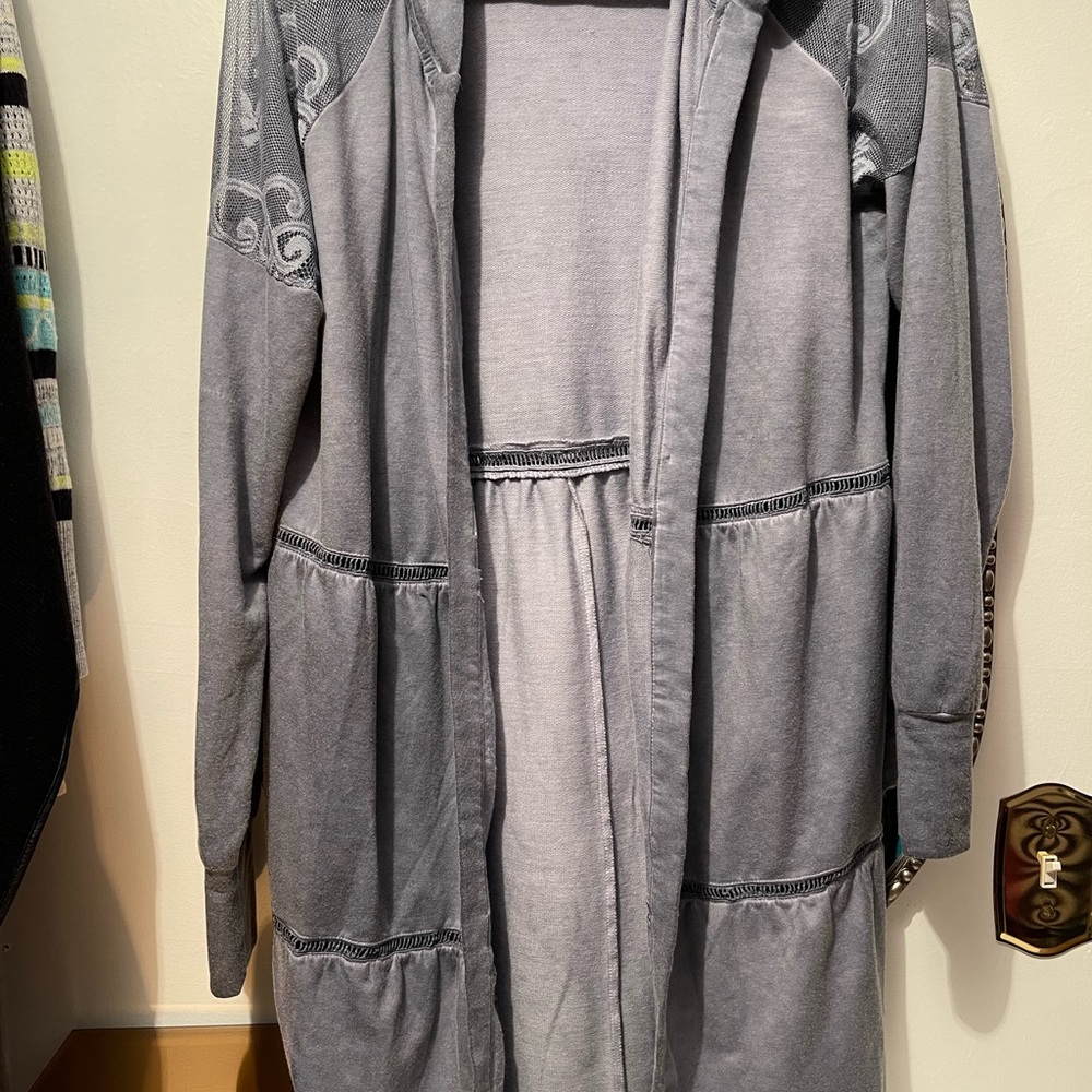 Dusty Blue/Gray Duster With Lace